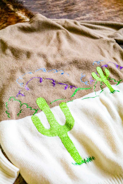 Vintage Embroidered Western and Cactus Horse Sweater