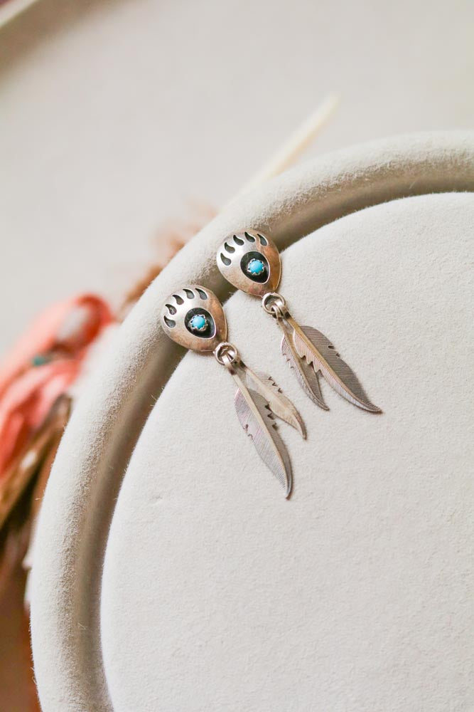 Vintage Southwest Bear Paw Earrings