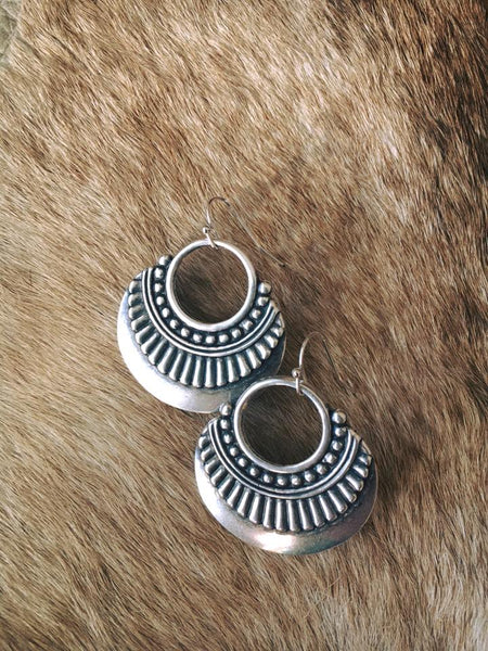 Bonita Silver Tone Hoop Earrings - Cowgirl Relics