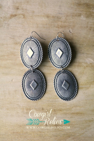 Vegas Silver Concho Earrings - Cowgirl Relics