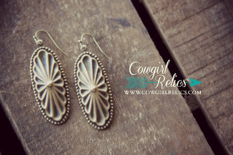 Bozeman Brass Concho Earrings - Cowgirl Relics