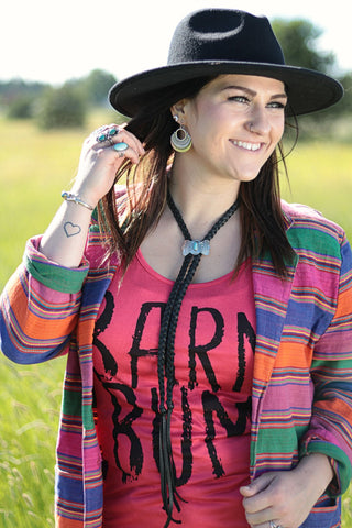 Arroyo Deerskin and Concho Bolo Necklace - Cowgirl Relics