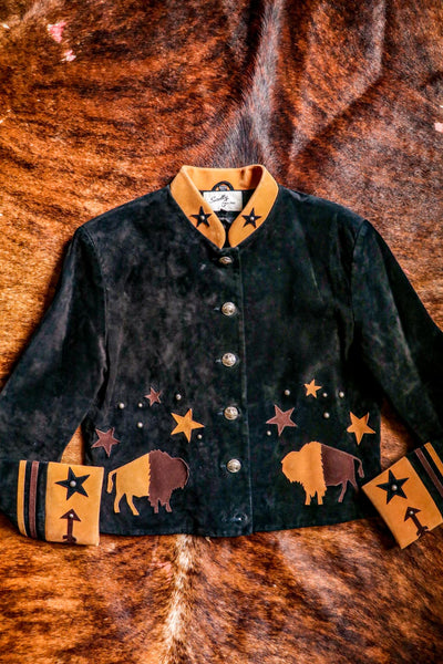 Vintage Western Buffalo Suede Leather Jacket