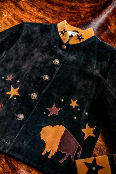 Vintage Western Buffalo Suede Leather Jacket