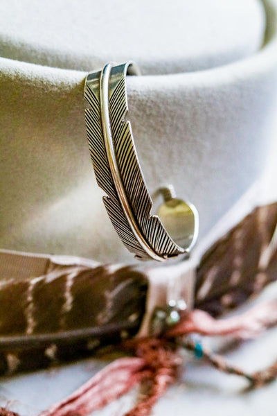 Vintage Sterling Silver Southwest Feather Cuff