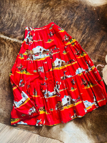 Vintage Cowboy Print Skirt