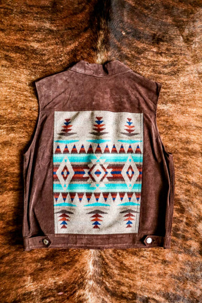 vintage pendleton brown suede vest with wool back