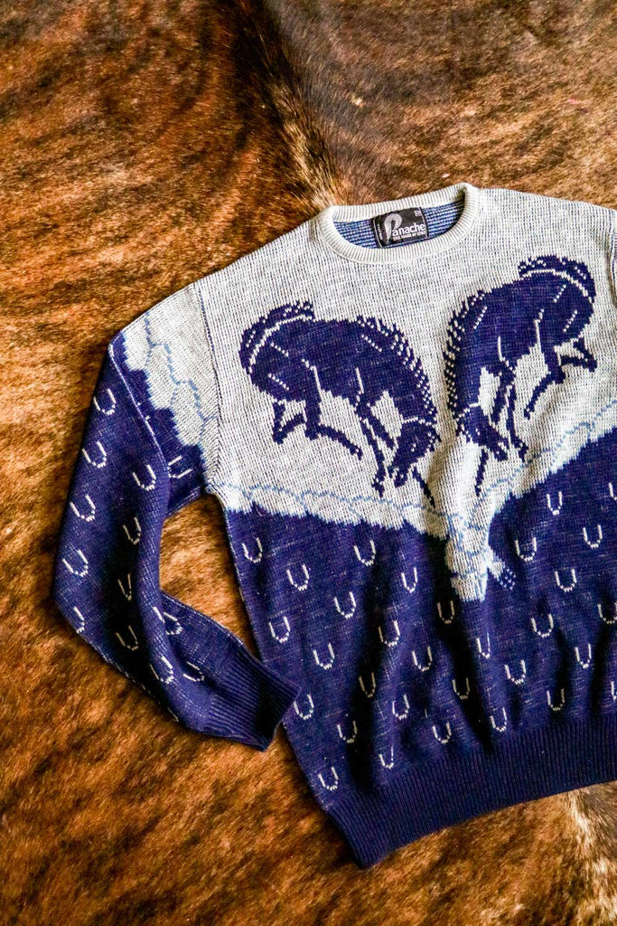 vintage bucking horse western sweater