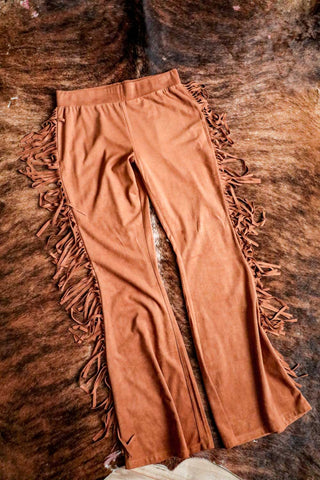 AS-IS Faux Suede Fringe Pants