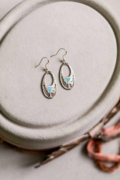 Vintage Sterling Silver Southwest Hoop Style Earrings