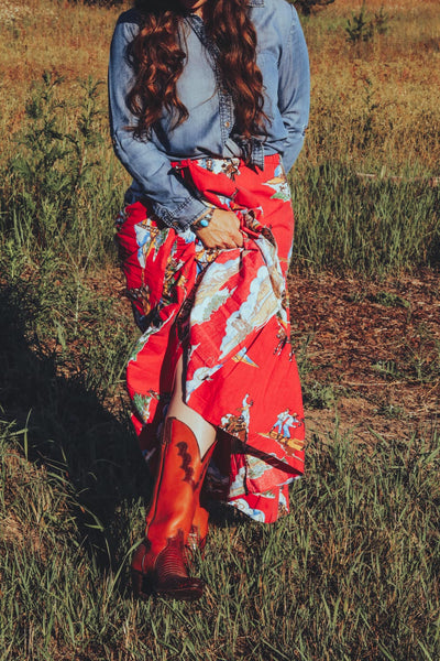 Vintage Cowboy Print Skirt