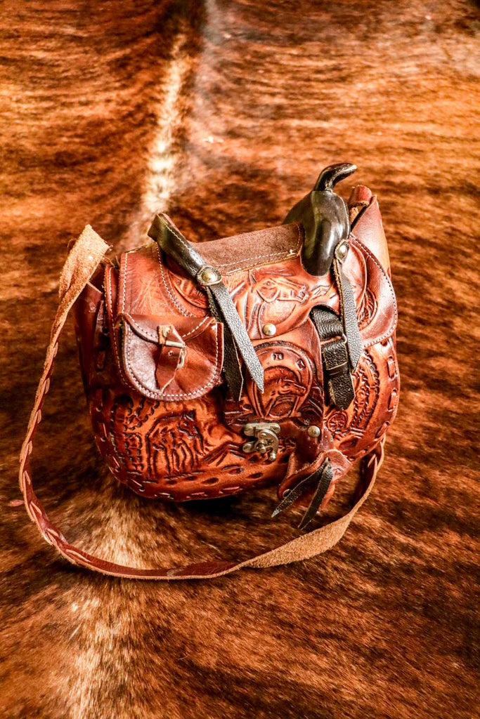 vintage mini saddle western purse