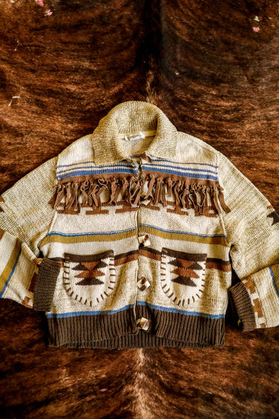 Vintage Southwest Cropped Fringe Sweater