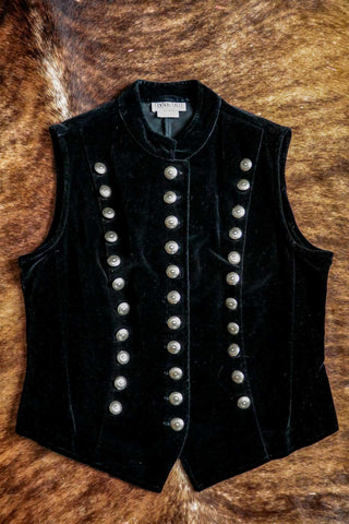 AS-IS Vintage Western Velvet and Concho Button Vest