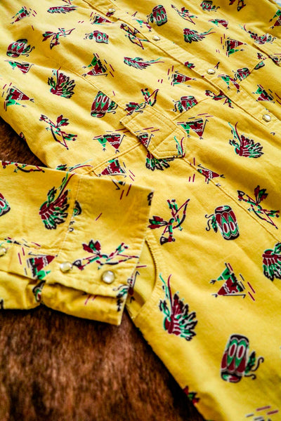 Vintage Western Yellow Corduroy Dress