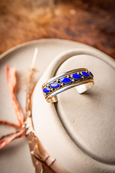vintage sterling silver and lapis statement cuff