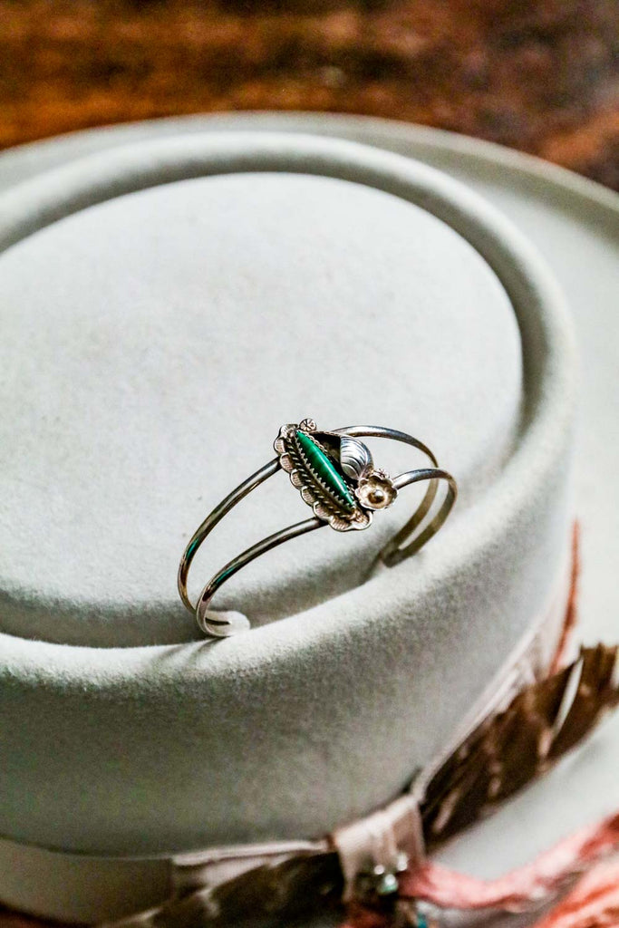 vintage sterling silver and malachite southwest cuff