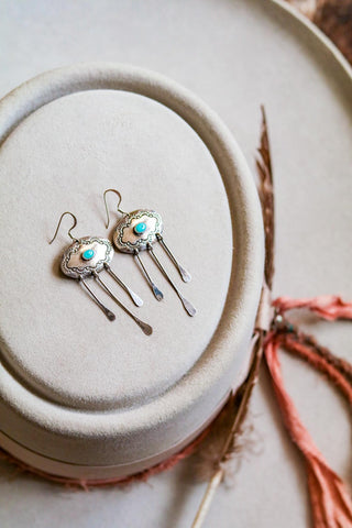 vintage sterling silver and turquoise statement earrings