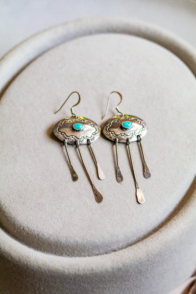 Vintage Sterling Silver and Turquoise Statement Earrings