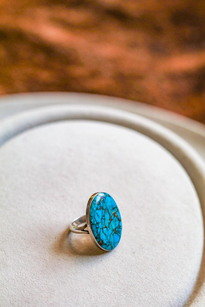 vintage sterling silver and turquoise statement ring