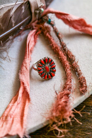 vintage southwest coral cluster ring