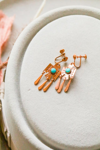 vintage copper southwest thunderbird earrings