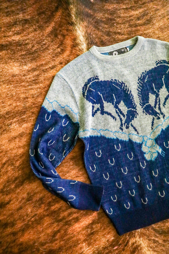vintage western bucking horse sweater