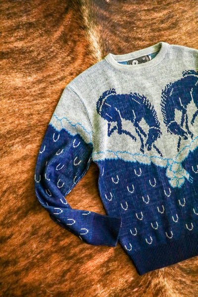 vintage western bucking horse sweater