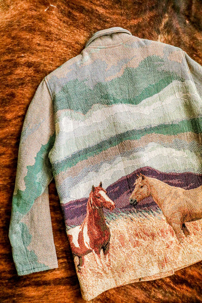 Vintage Western Horse Print Blazer