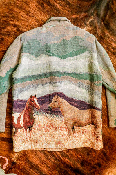 Vintage Western Horse Print Blazer