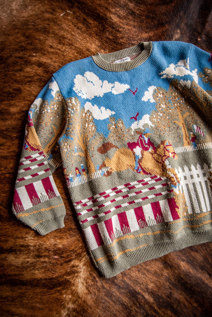 vintage horse equestrian sweater