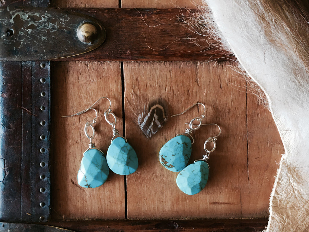 River Run Turquoise and Silver Earrings - Cowgirl Relics