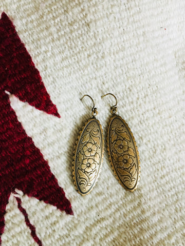 Briscoe Brass Floral Western Vintage Inspired Earrings - Cowgirl Relics