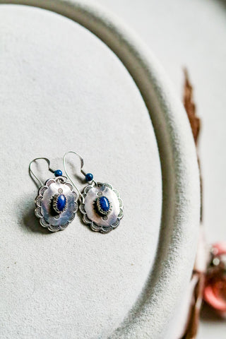 vintage southwest concho and lapis earrings