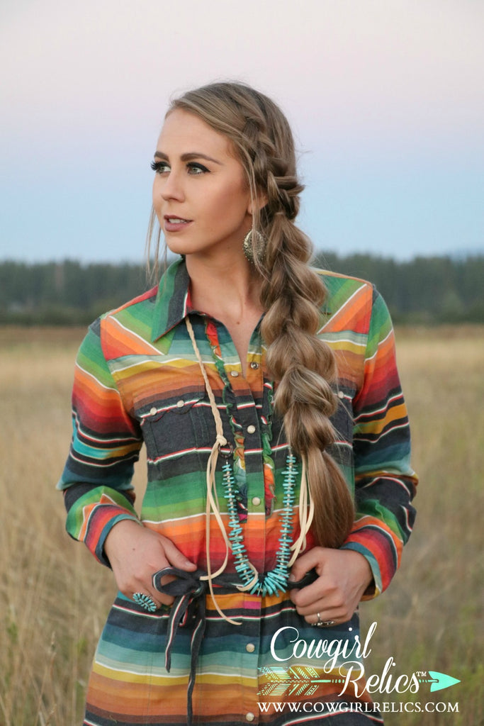 Layton Turquoise and Leather Western Necklace - Cowgirl Relics