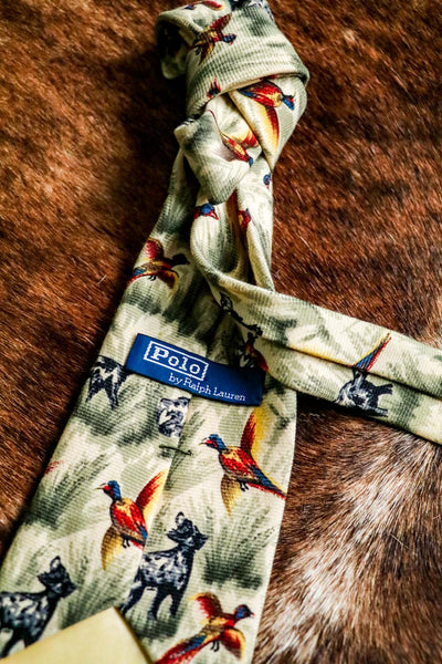 Vintage Pheasant and Hunting Dog Neck Tie
