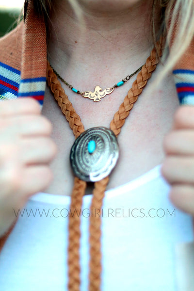 Rain Bird Necklace-Brass Thunderbird Southwest Choker - Cowgirl Relics