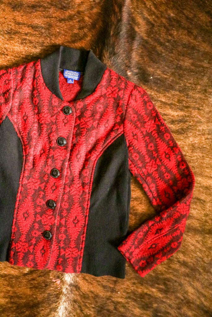 pendleton red and black wool southwest jacket