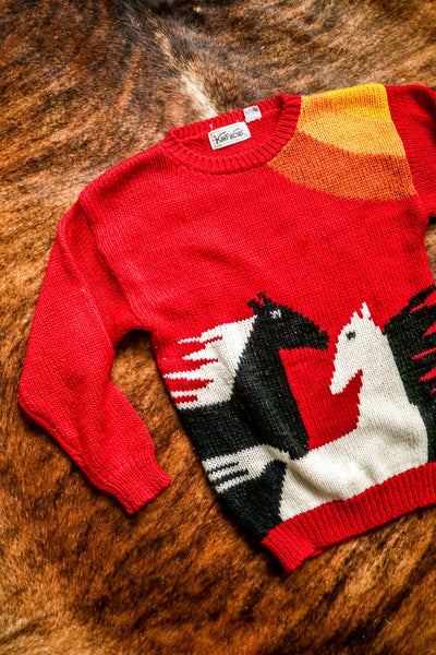 vintage abstract horse sweater