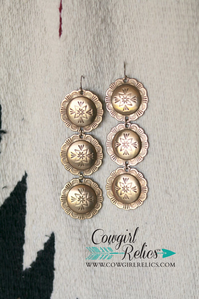 Sand Hills Brass Concho Western Earrings - Cowgirl Relics