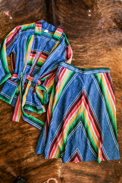 vintage southwest serape jacket and skirt set
