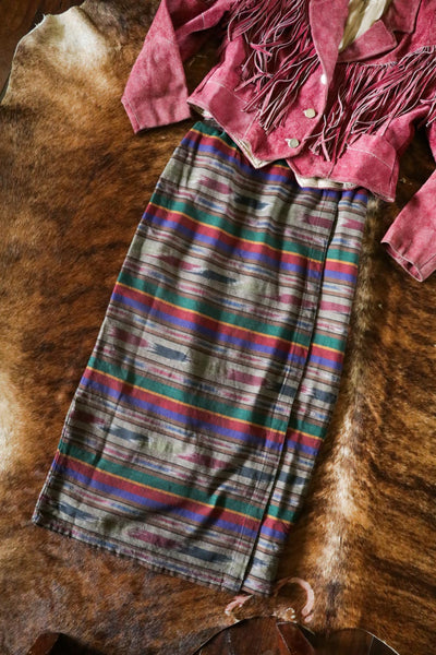vintage serape print southwest wrap skirt small