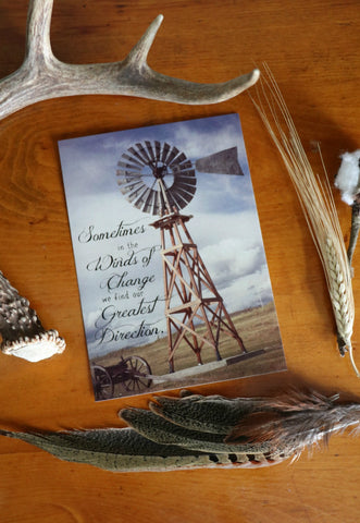 Inspirational Western Photo Art Card-Winds of Change, Windmill - Cowgirl Relics